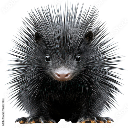 A cute porcupine with quills, showcasing its unique features.