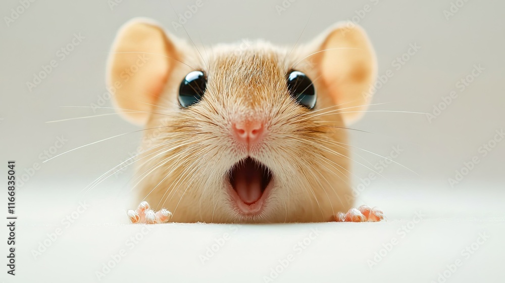 Fototapeta premium Cute Mouse, Big Eyes, Open Mouth
