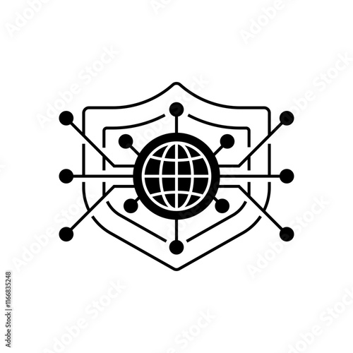 Cyber Shield Line Icon. linear style sign for mobile concept and web design. Outline vector icon.