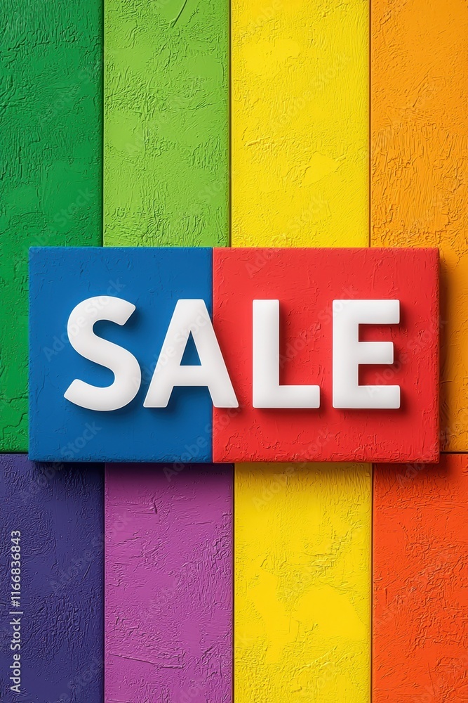 Obraz premium Colorful sale sign on a vibrant background, perfectly representing discounts and special offers for shopping enthusiasts.