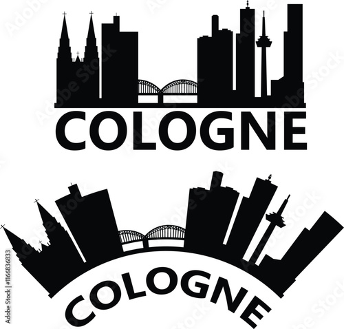 Cologne city skyline silhouette. Cologne skyline sign. Cologne NRW Germany Skyline city design. flat style.