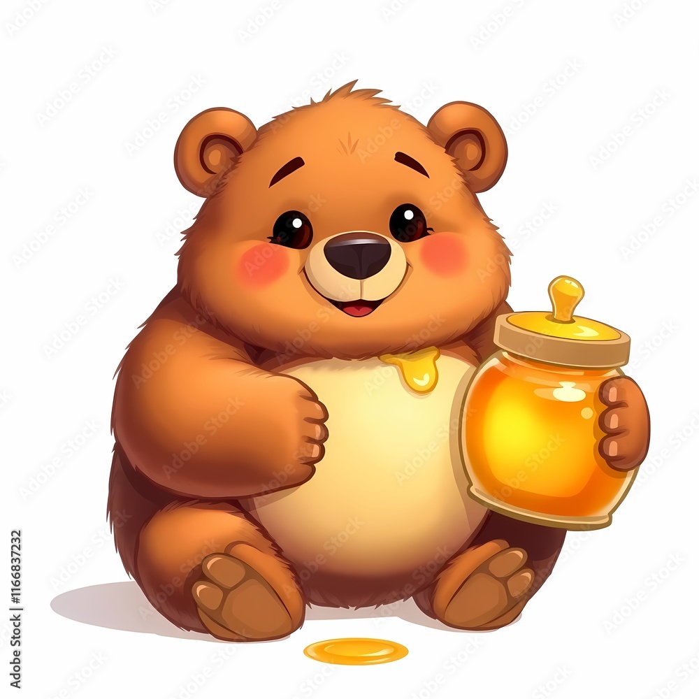 Fototapeta premium Adorable Honey Bear Cub Illustration 
