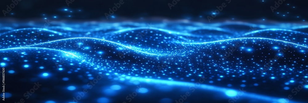 Waves of glowing blue light create a mesmerizing underwater illusion at dusk Waves of glowing blue light create a mesmerizing underwater illusion at dusk