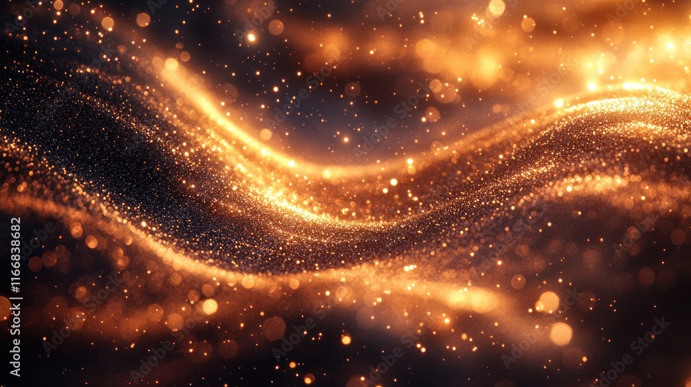 Fototapeta premium Golden glittering wave abstract background.