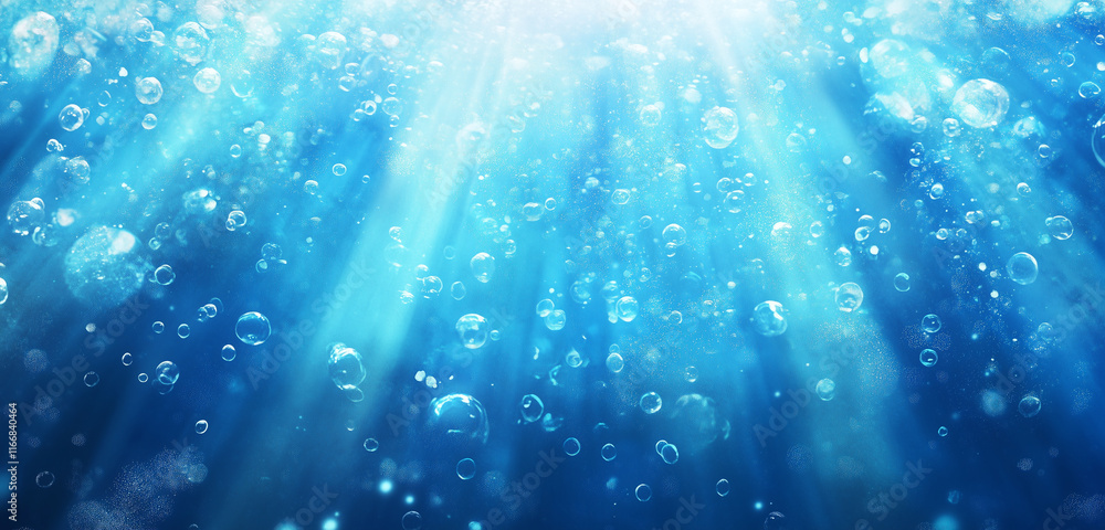 surreal underwater scene with watercolor splashes of light beams and floating bubbles in vibrant blues. surreal underwater scene with watercolor splashes of light beams and floating bubbles in vibrant blues.