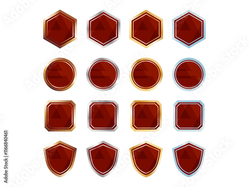 金銀銅プラチナのシール・ラベル・バッジ・アイコン セット