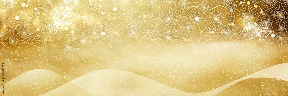 Golden landscape under a sparkling sky with soft waves and twinkling stars at dusk Golden landscape under a sparkling sky with soft waves and twinkling stars at dusk