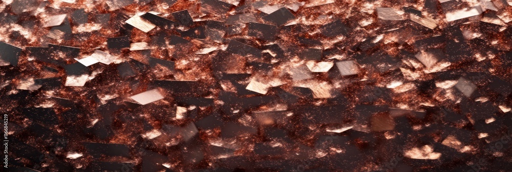 Reflection of light on crystal-like surface filled with brilliant patterns in warm shades of brown and copper Reflection of light on crystal-like surface filled with brilliant patterns in warm shades of brown and copper