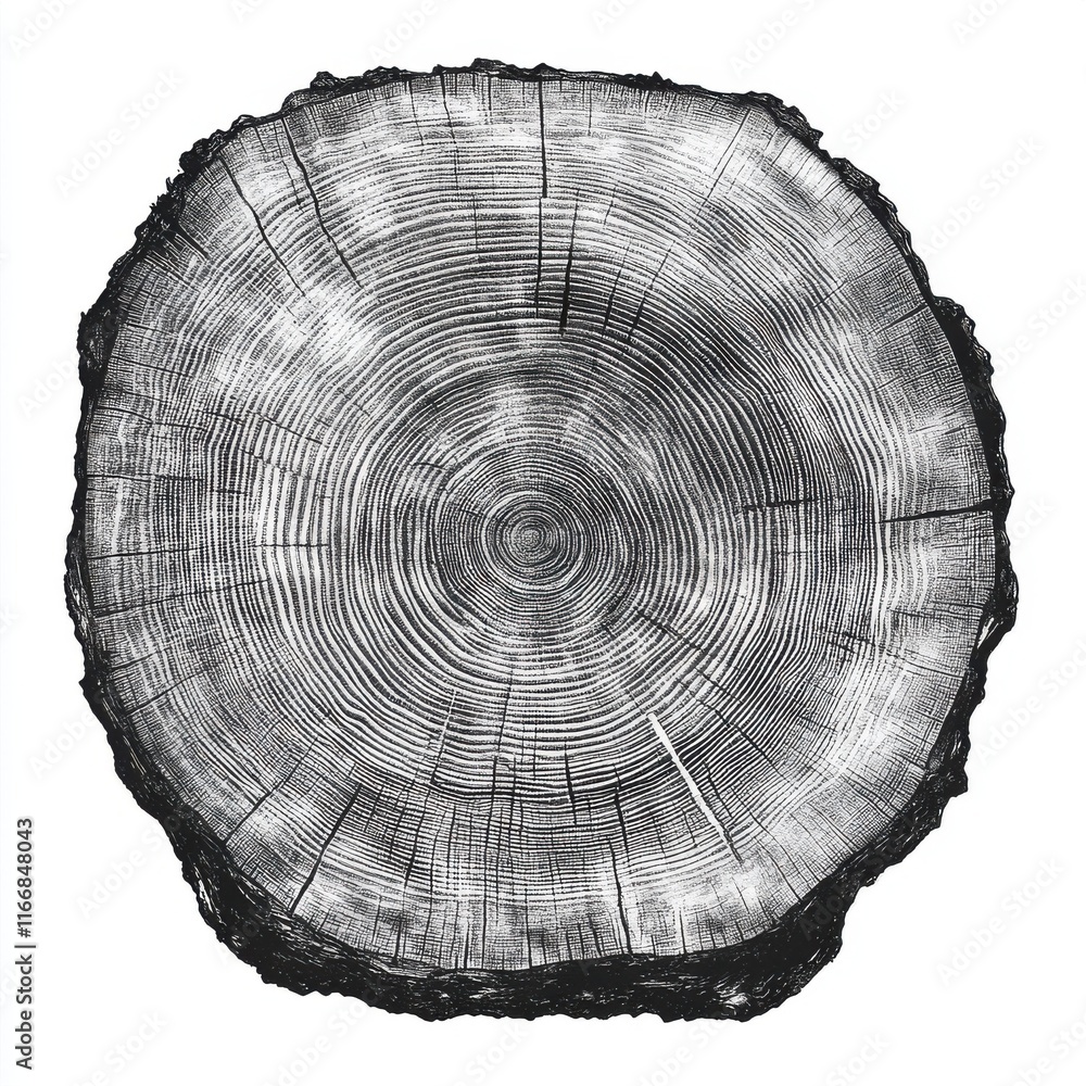 Close-up view of a tree stump showcasing intricate growth rings and texture.