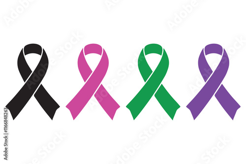 Awareness Ribbons silhouette vector illustration Design