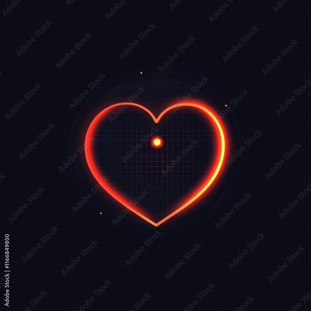 A glowing heart shape in vibrant orange tones against a dark background, symbolizing love and passion. A glowing heart shape in vibrant orange tones against a dark background, symbolizing love and passion.