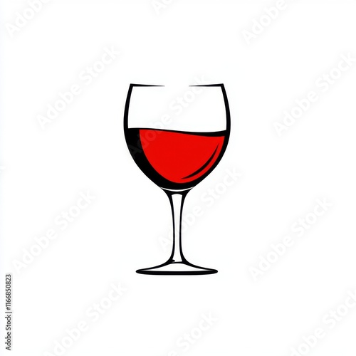 Obraz na płótnie A stylish line art illustration of a wine glass filled with red wine. w salonie