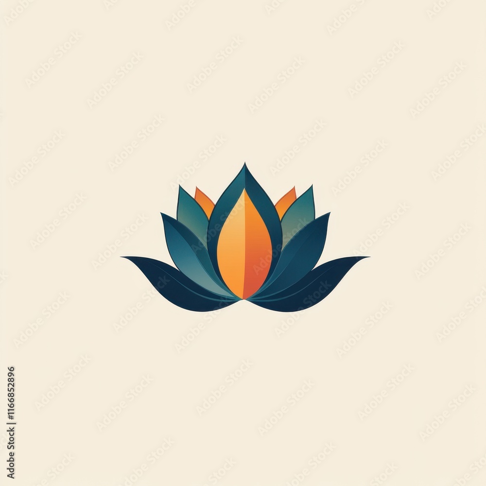 A serene lotus flower illustration with vibrant blue, green, and orange hues, symbolizing peace and tranquility. A serene lotus flower illustration with vibrant blue, green, and orange hues, symbolizing peace and tranquility.