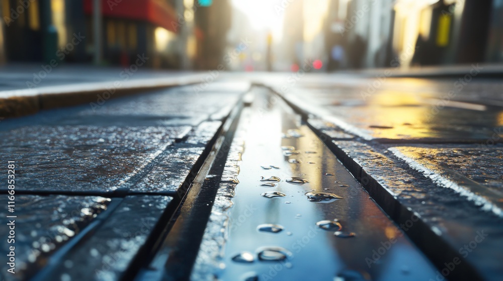 Urban Runoff with Dramatic Lighting in Cityscape Urban Runoff with Dramatic Lighting in Cityscape