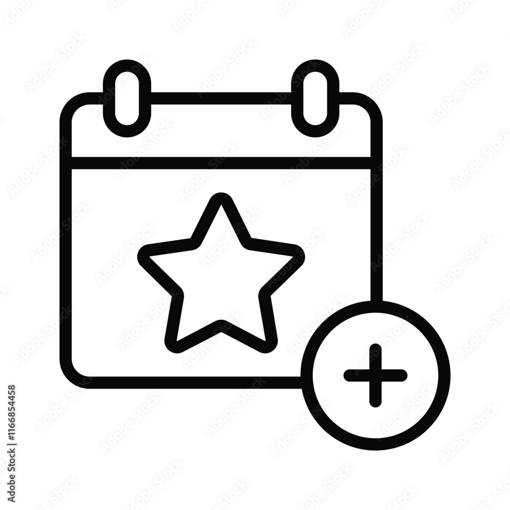 Icon showing a star and calendar for adding events Icon showing a star and calendar for adding events