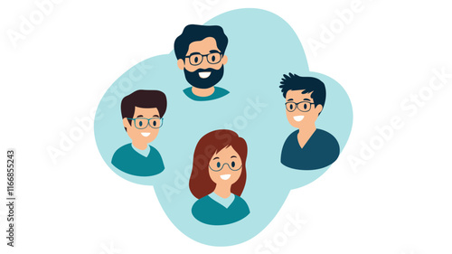 Social Circle Flat Design Vector Illustration of Happy People Networking and Connecting, Emphasizing Community Interaction and Relationships photo