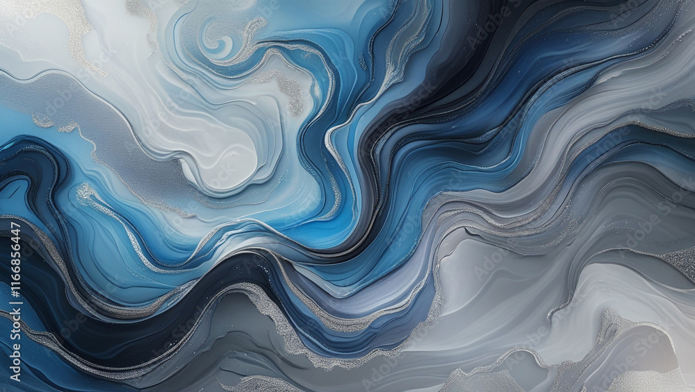 Obraz premium abstract wavy blue, gray, white, silver background