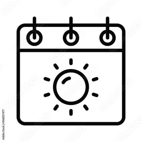 Calendar with a sun icon representing leisure time on weekends