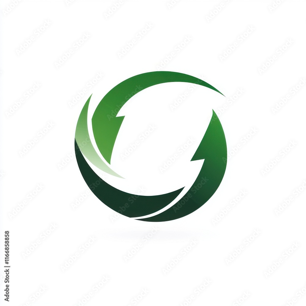 Stylized green circular logo representing sustainability and renewable energy. Stylized green circular logo representing sustainability and renewable energy.