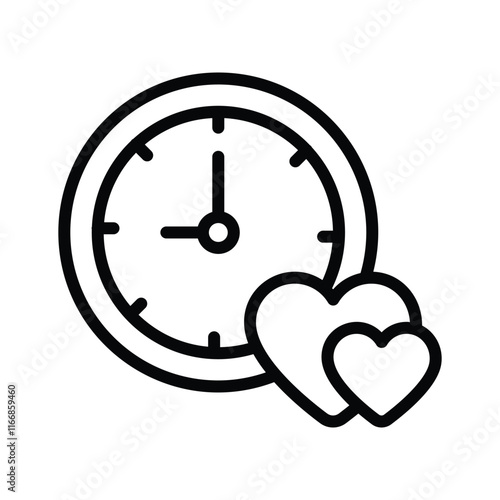 Heart and clock symbolizing time spent on love or relationships