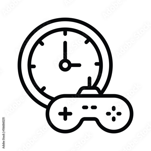 Game controller and clock symbolizing recreational or gaming time