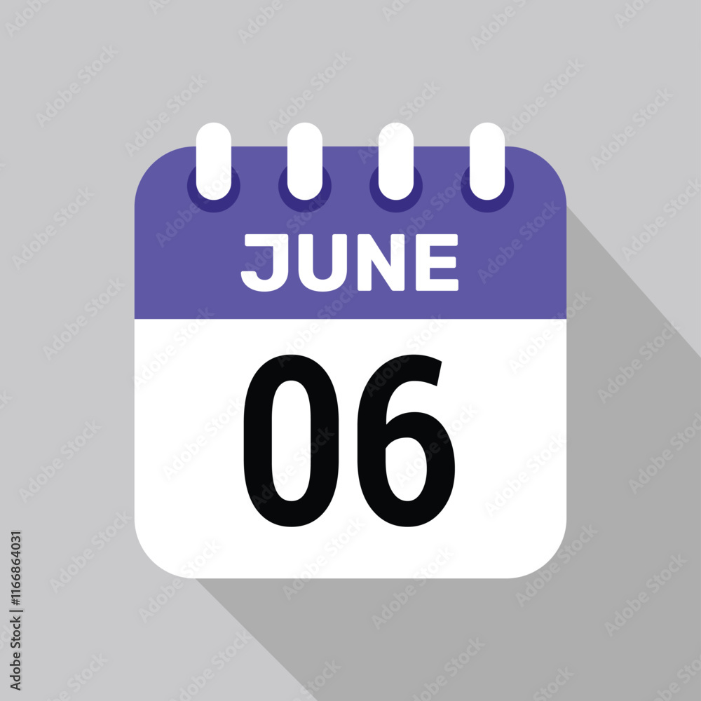 6 june calendar icon vector date graphic design 6 june calendar icon vector date graphic design