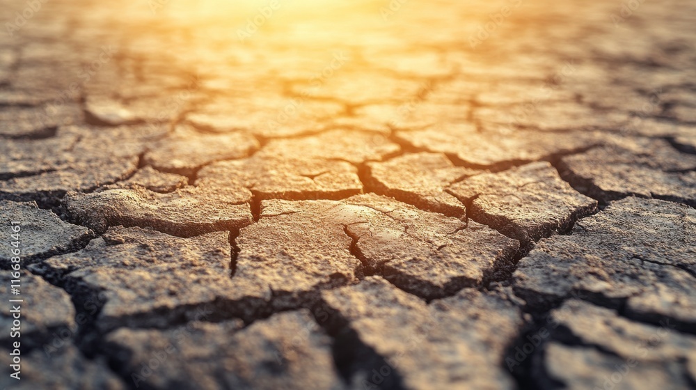 Fototapeta premium Dry Landscape with Warm Light and Cracked Earth Texture