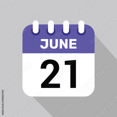 21 june calendar icon vector date graphic design