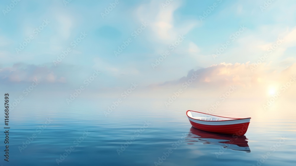 A red and white boat floating on top of a body of water A red and white boat floating on top of a body of water