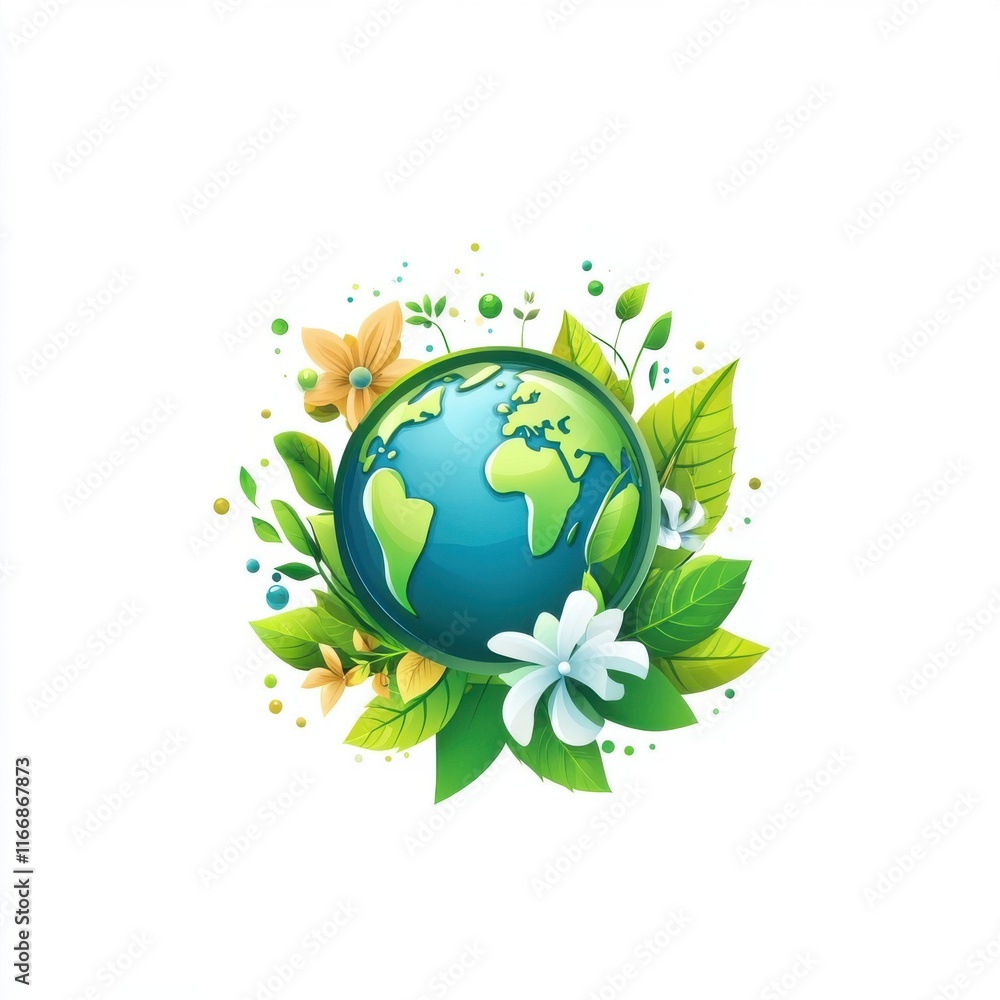 A vibrant illustration of Earth surrounded by green leaves and colorful flowers, symbolizing environmental harmony. A vibrant illustration of Earth surrounded by green leaves and colorful flowers, symbolizing environmental harmony.
