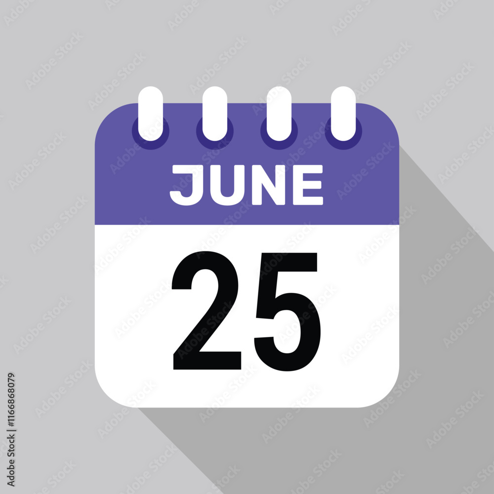 25 june calendar icon vector date graphic design 25 june calendar icon vector date graphic design