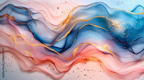 Wallpaper Mural Abstract Colorful Waves with Gold Accents Torontodigital.ca