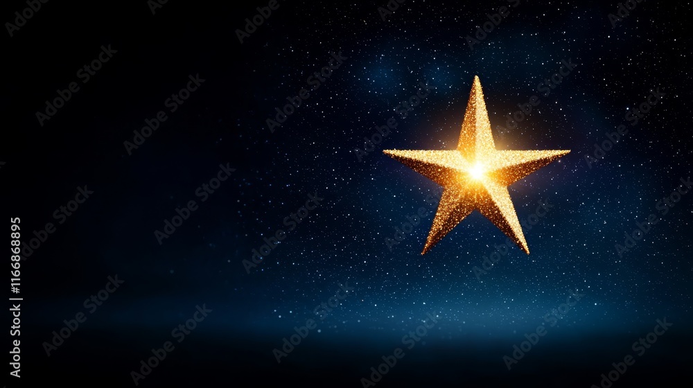 Fototapeta premium A golden star on a dark blue background