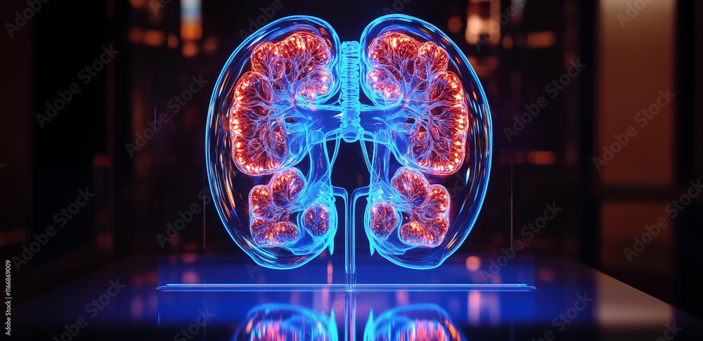 3D holographic image of kidney organ picture