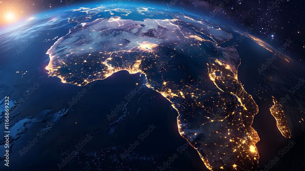 Fototapeta premium rth from space focusing on the African continent at night