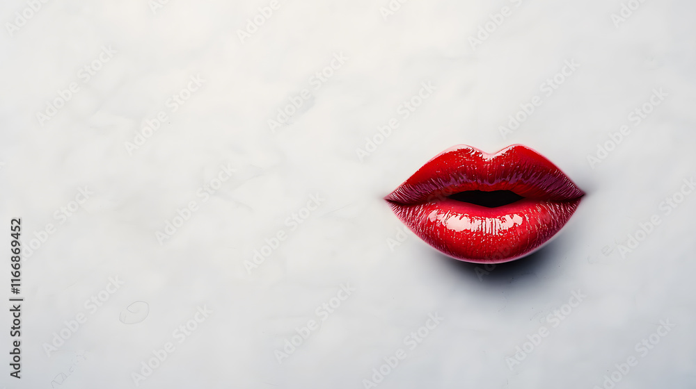 Obraz premium Close-up of glossy red lips