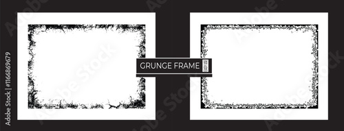 grunge frame set featuring overlay paint brush strokes and halftone effects