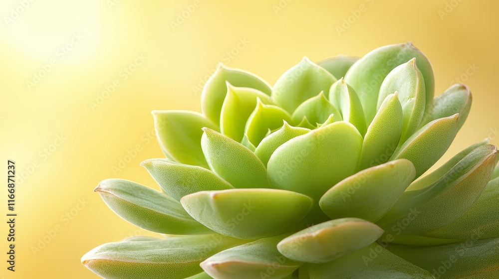 A close up of a green plant with a yellow background A close up of a green plant with a yellow background