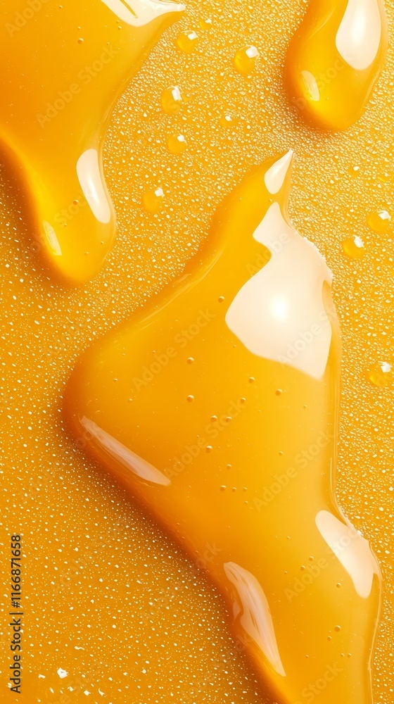 Obraz premium A close up of a liquid substance on a yellow background