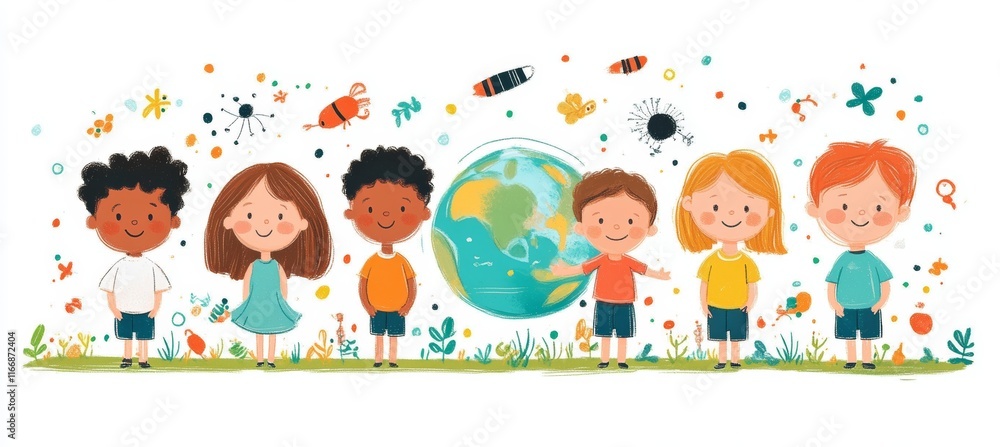 Kids happy playing and science education illustration. Generative AI technology.
Kids happy playing and science education illustration. Generative AI technology.
