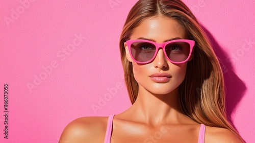 Wallpaper Mural A woman wearing a pink bikini top and sunglasses Torontodigital.ca