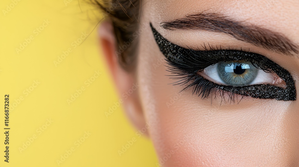 Naklejka premium A close up of a woman's eye with a black eyeliner