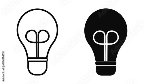 lamp icon vector Light bulb black Glowing light bulb graphic icon set