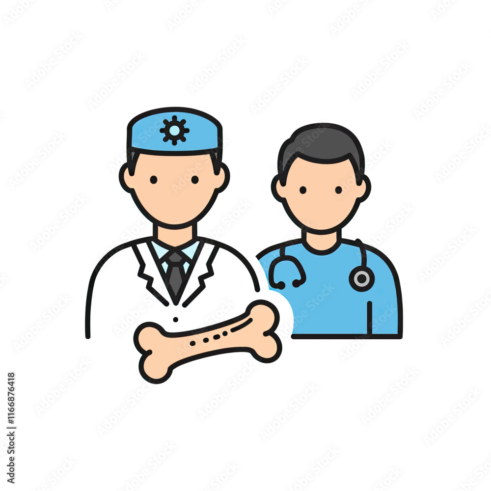 Orthopedic Specialist Doctor with a Bone Icon, Representing Orthopedic Medicine and Treatment Orthopedic Specialist Doctor with a Bone Icon, Representing Orthopedic Medicine and Treatment
