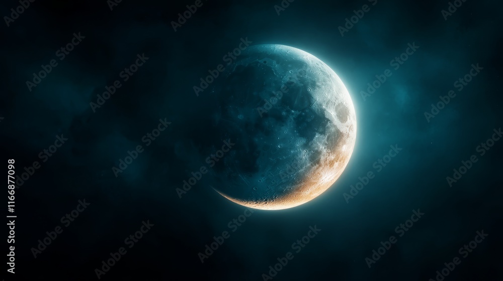 Fototapeta premium A full moon in the dark night sky with clouds