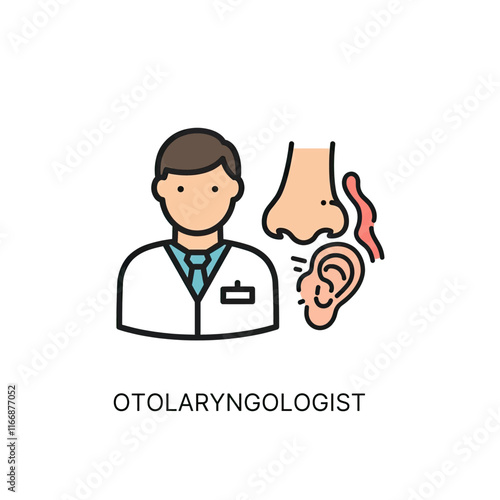 Vector Icon of an Otolaryngologist Holding an Ear, Nose, and Throat Icon