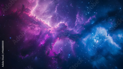 Fototapeta Naklejka Na Ścianę i Meble -  Colorful space galaxy cloud nebula, Stary night cosmos, Universe science astronomy, Supernova background wallpaper, Blue and purple space background.