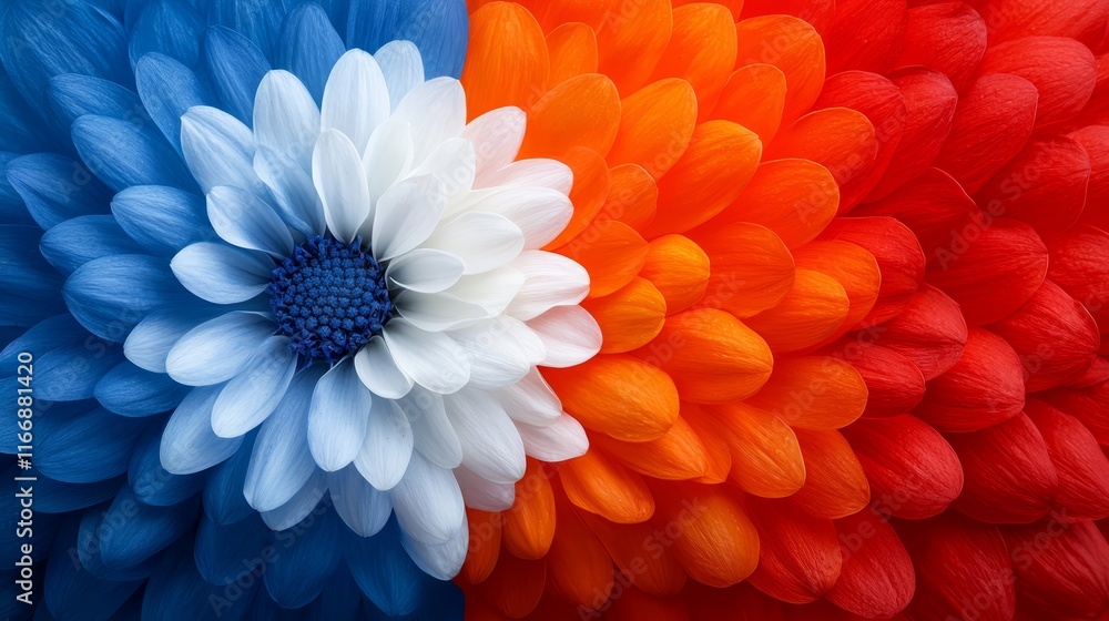Obraz premium A close up of a red, white and blue flower