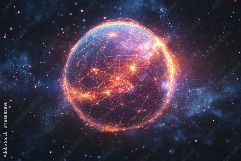 Obraz premium Global Network, Connected World, Digital Sphere