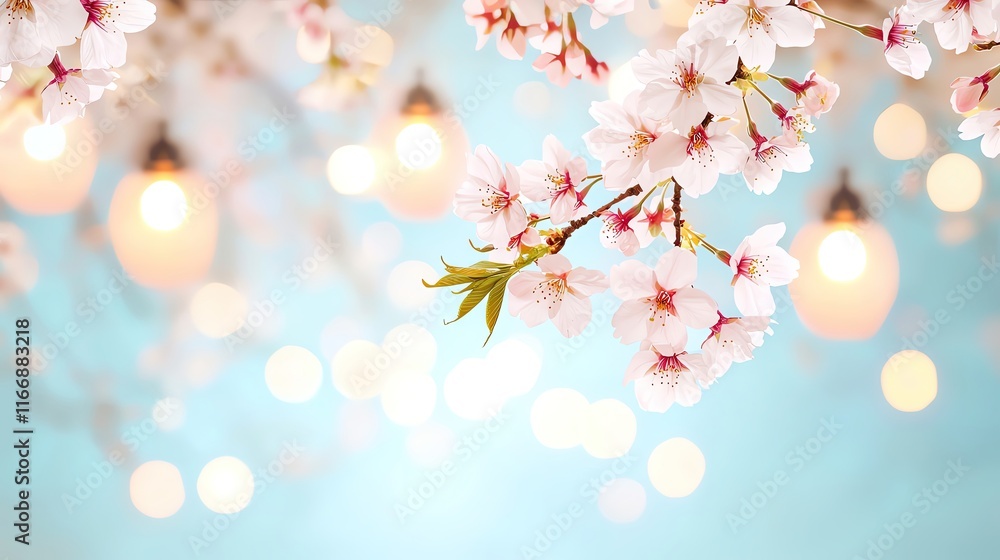 Beautiful cherry blossoms with glowing lights. Beautiful cherry blossoms with glowing lights.